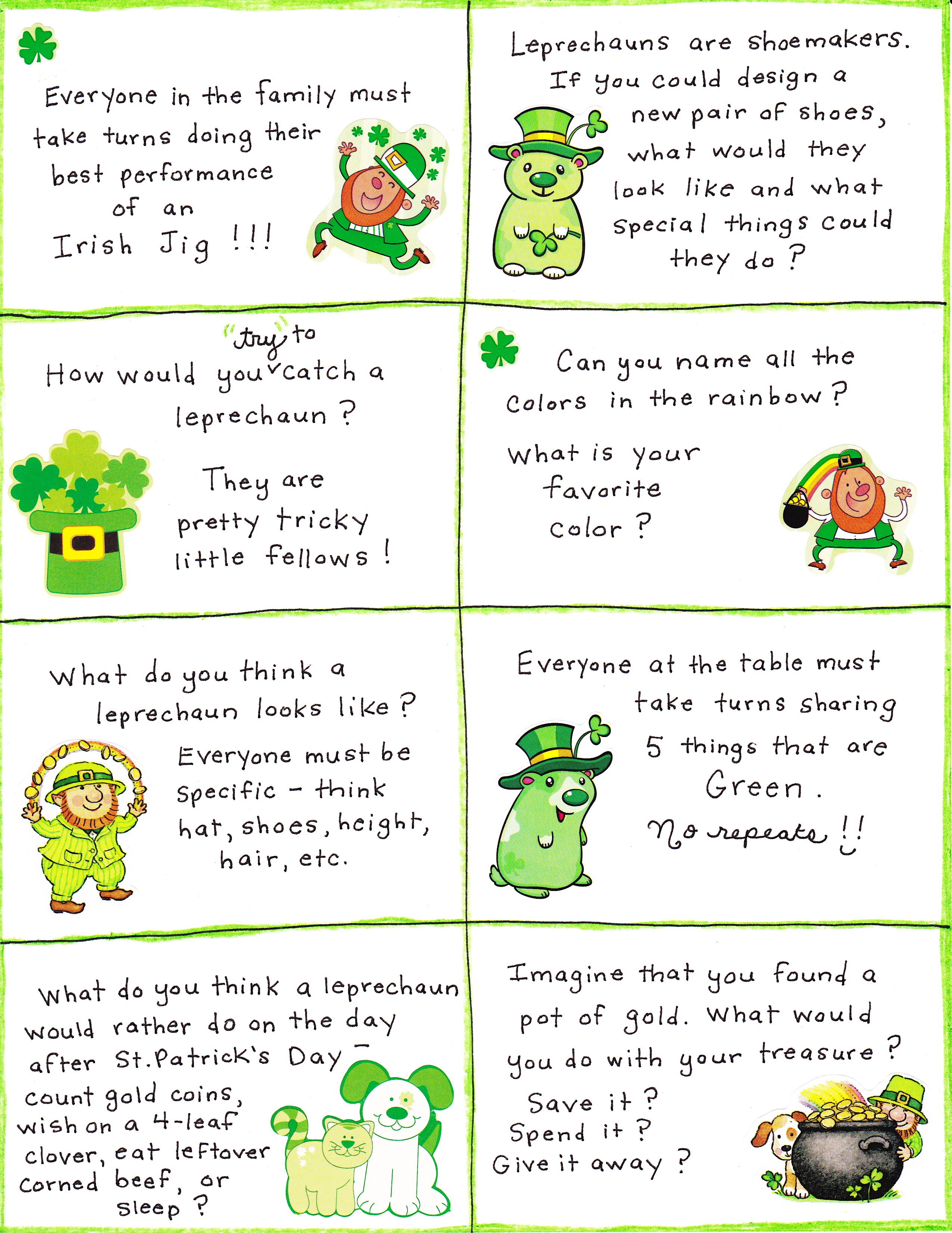 St Patrick s Day Conversation Cards FREE Printable Happy Home Fairy