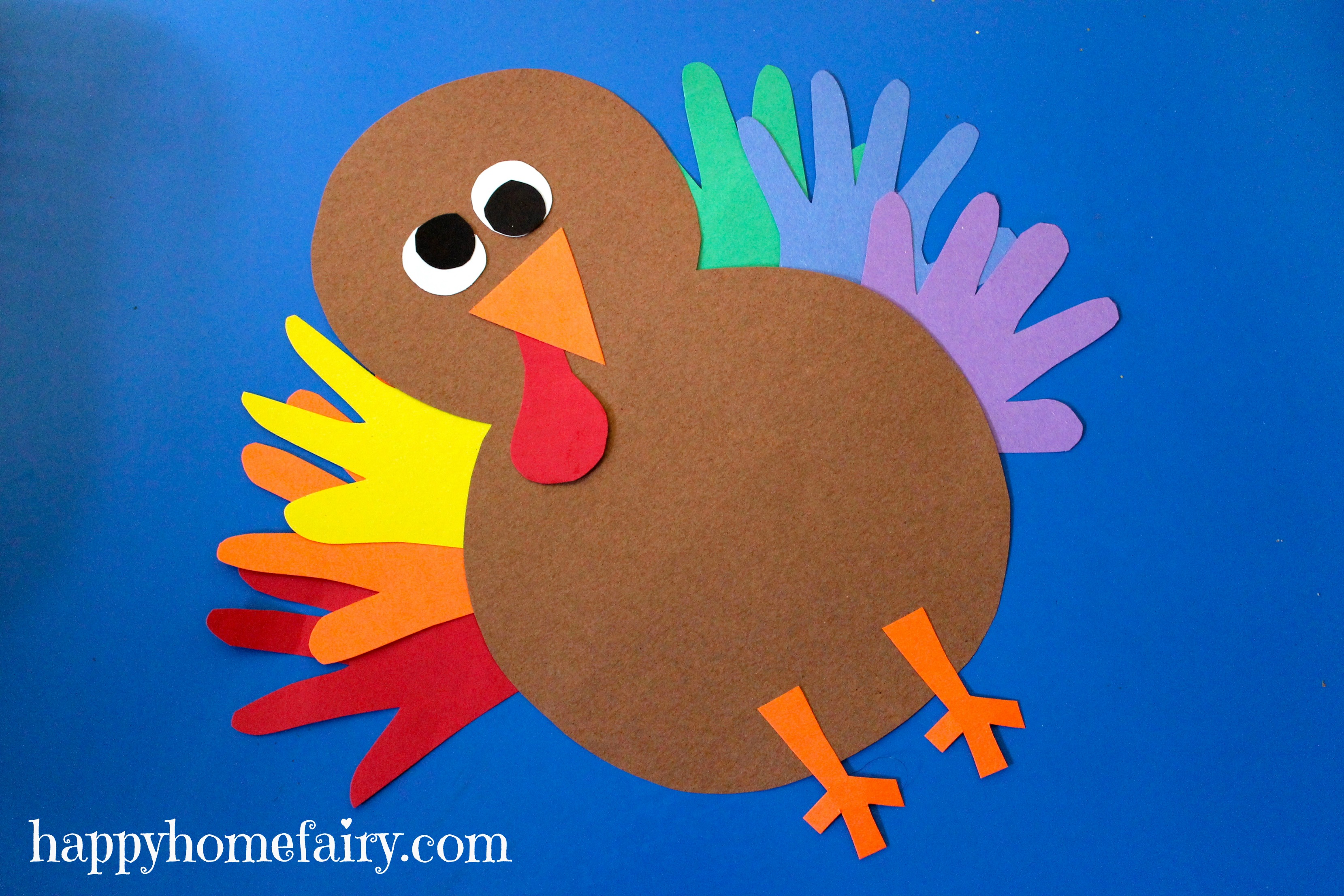 Thankful Handprint Turkey Craft FREE Printable Happy Home Fairy