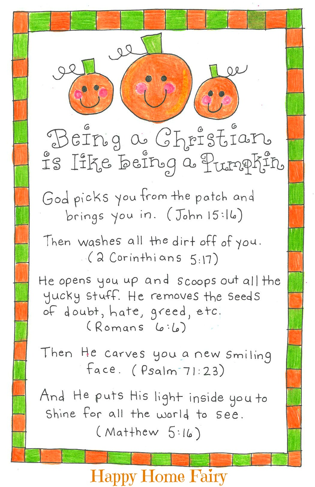 Being a Christian Is Like Being a Pumpkin - FREE Printable! - Happy Home Fairy