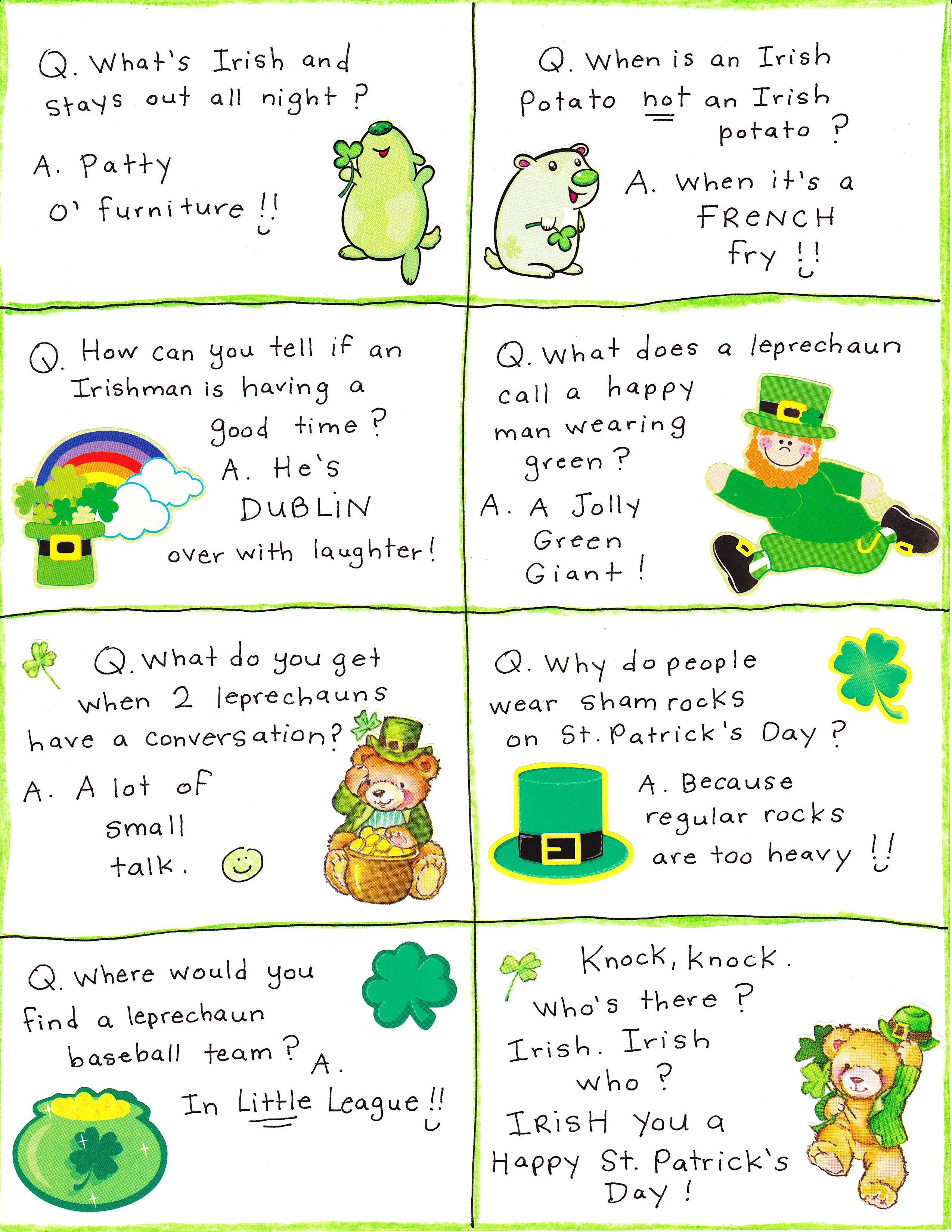 St. Patrick's Day Lunch Box Jokes - FREE Printable! - Happy Home Fairy