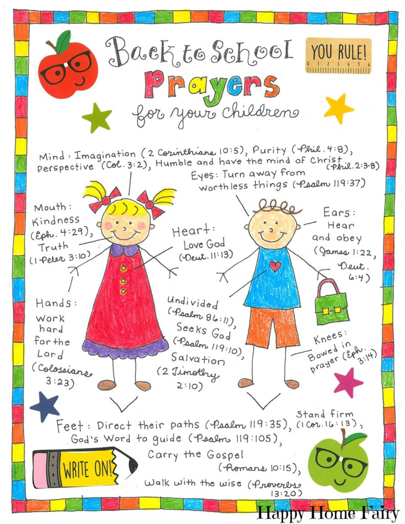 Back to School Prayers For Your Kids FREE Printable