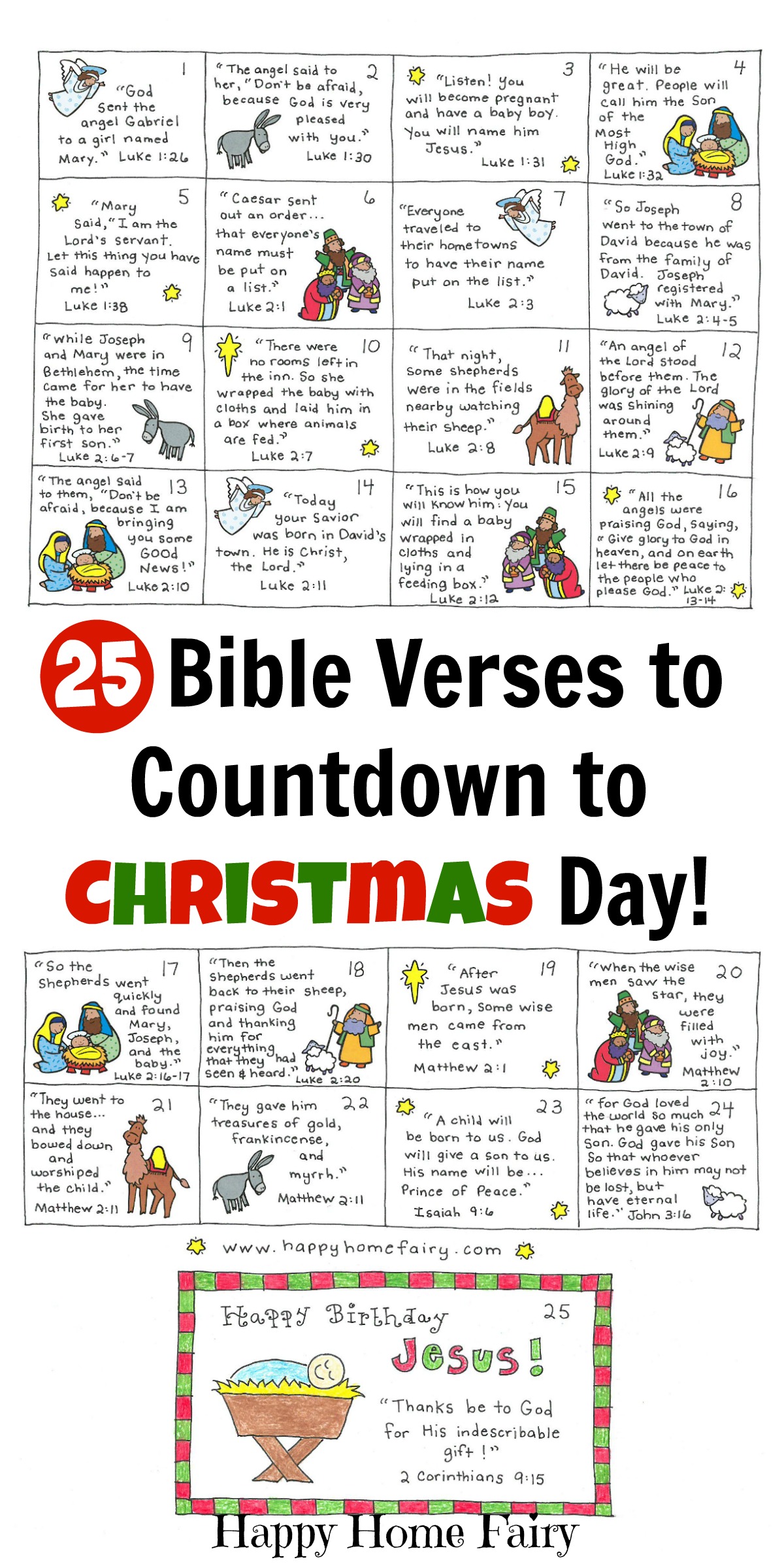 Printable 25 Bible Verses To Countdown To Christmas Day Printable 