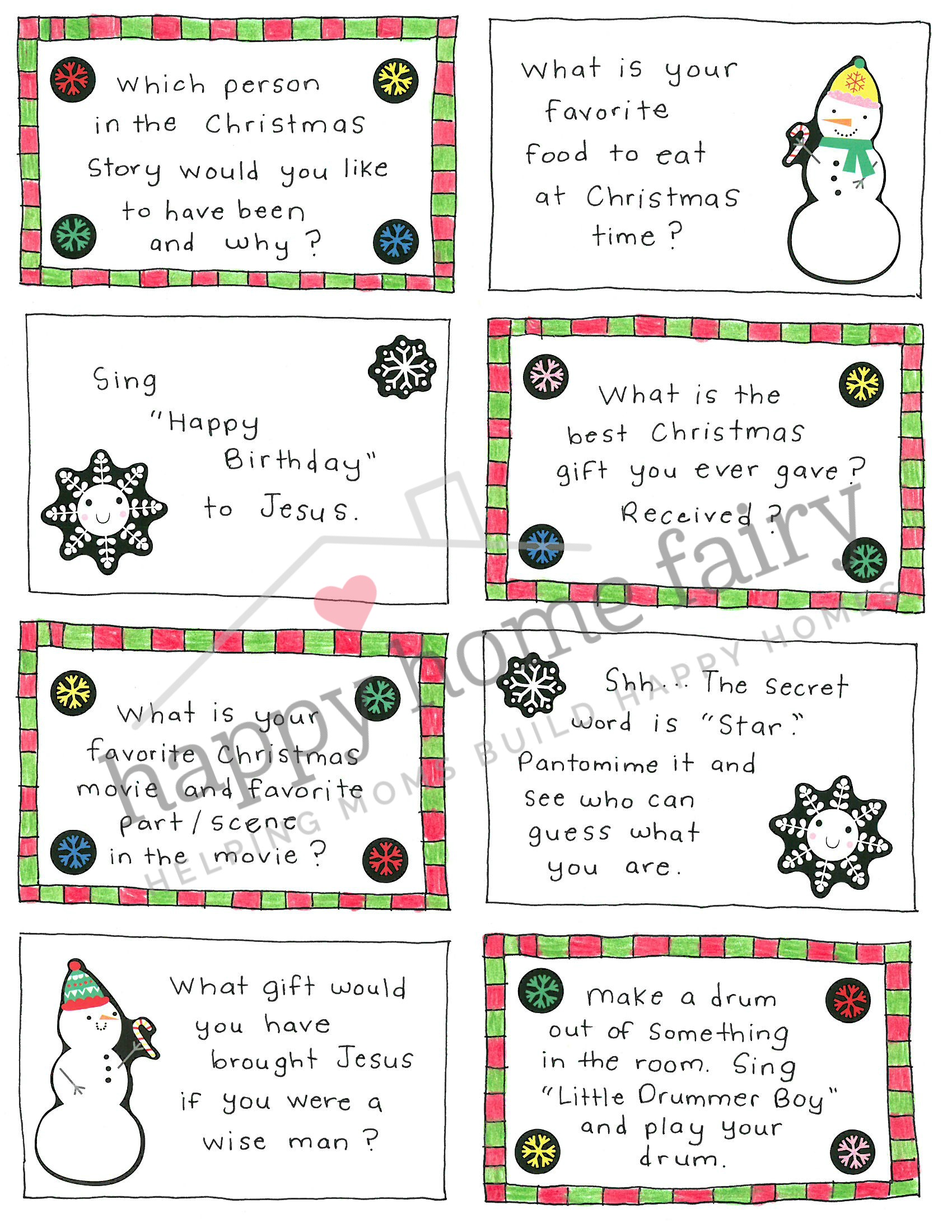 Christmas Ice Breaker And Conversation Cards - FREE Printable! - Happy ...