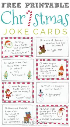 FREE Printable Christmas Joke Cards