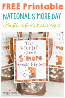 NATIONAL S'MORE DAY FREE PRINTABLE TAG OF KINDNESS AT HAPPY HOME FAIRY