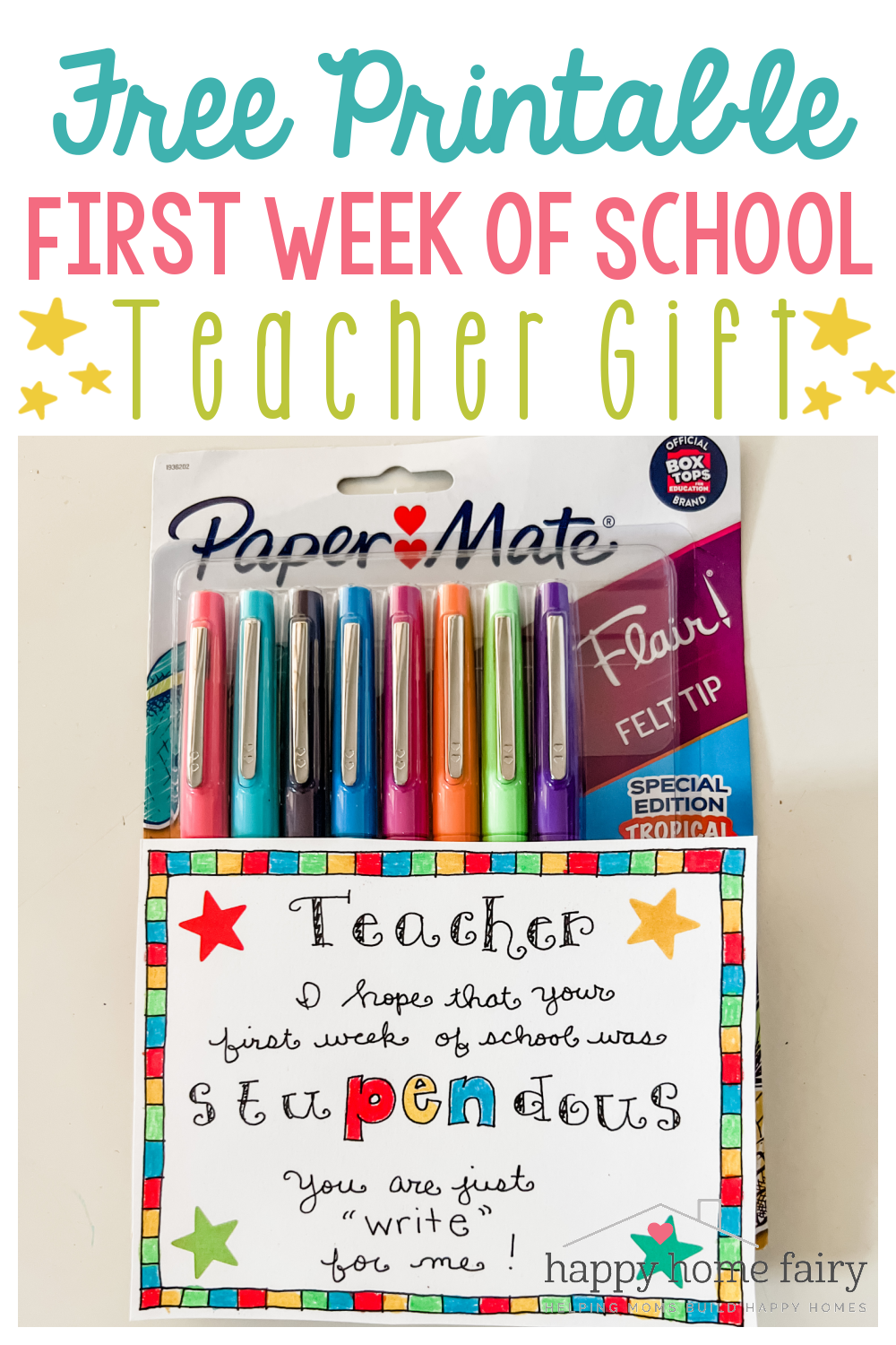 First Week of School Teacher Gift - FREE Printable - Happy Home Fairy